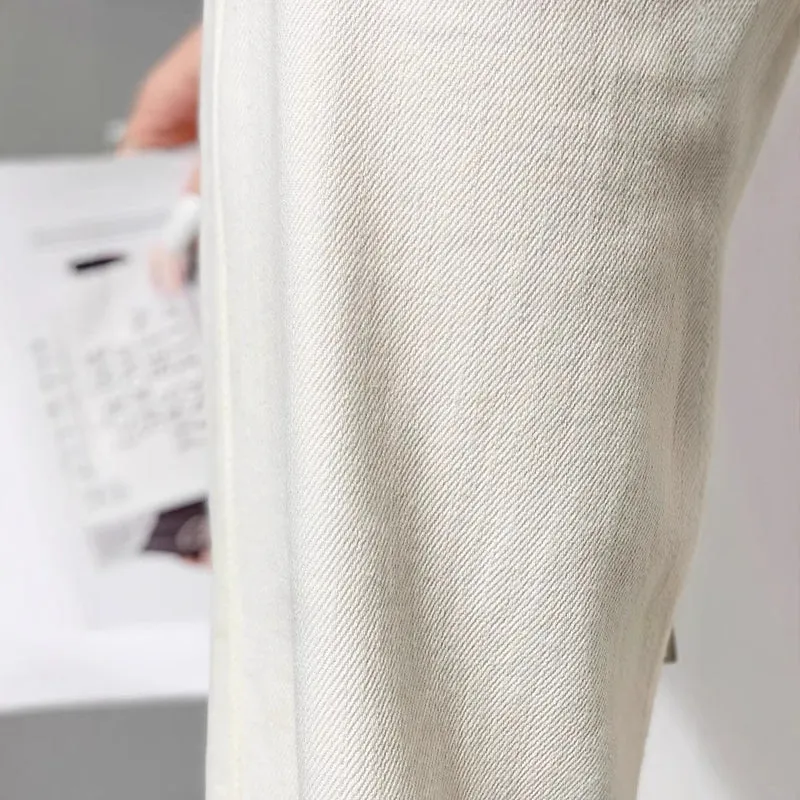 Damen Hochtaillierte weite Jeanshose im Palazzo‑Schnitt mit sichtbarer Doppelknopfleiste Nord Taschen