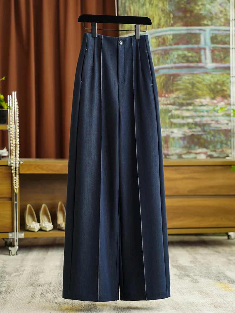 Damen Hochtaillierte weite Bundfaltenhose mit Bügelfalte und fließender Wide‑Leg-Silhouette Nord Taschen