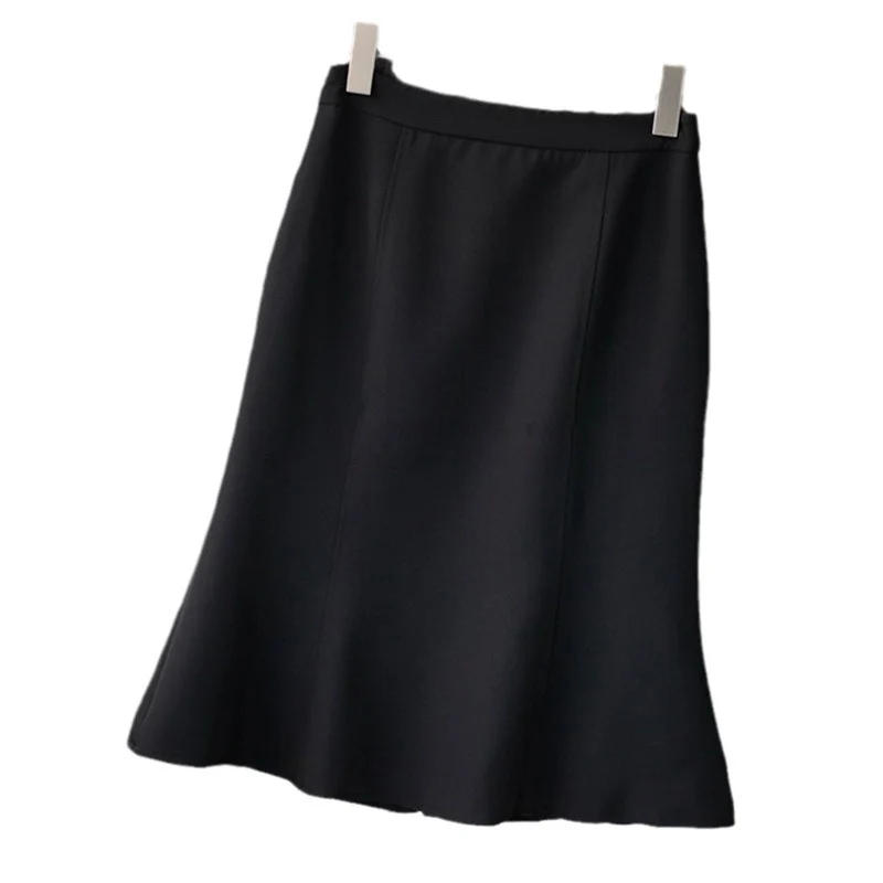 Damen Midirock mit hohem Bund, Teilungsnähten und mittigem Schlitz Nord Taschen