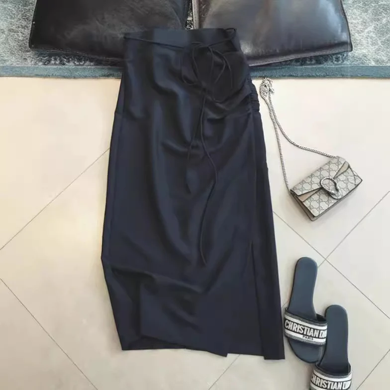 Damen Wickel-Midirock mit hohem Bund und Kordelzug Nord Taschen