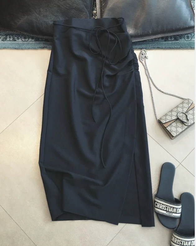 Damen Wickel-Midirock mit hohem Bund und Kordelzug Nord Taschen