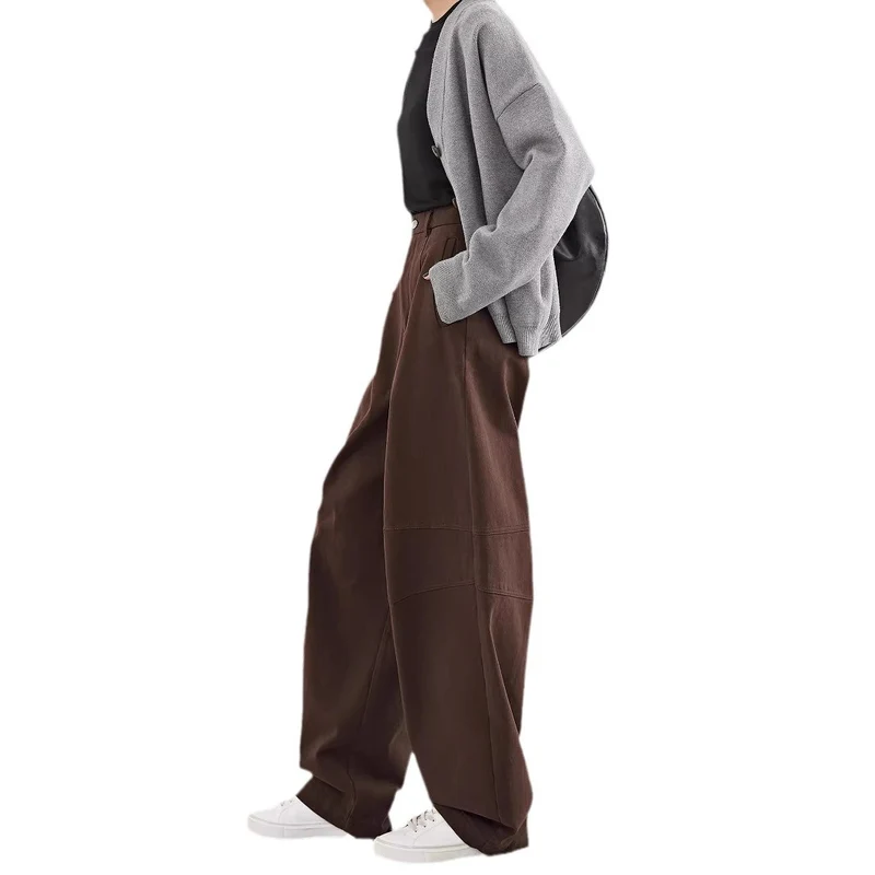 Damen Weite Highwaist-Bundfaltenhose im Cargo-Look mit extra weitem Bein Nord Taschen