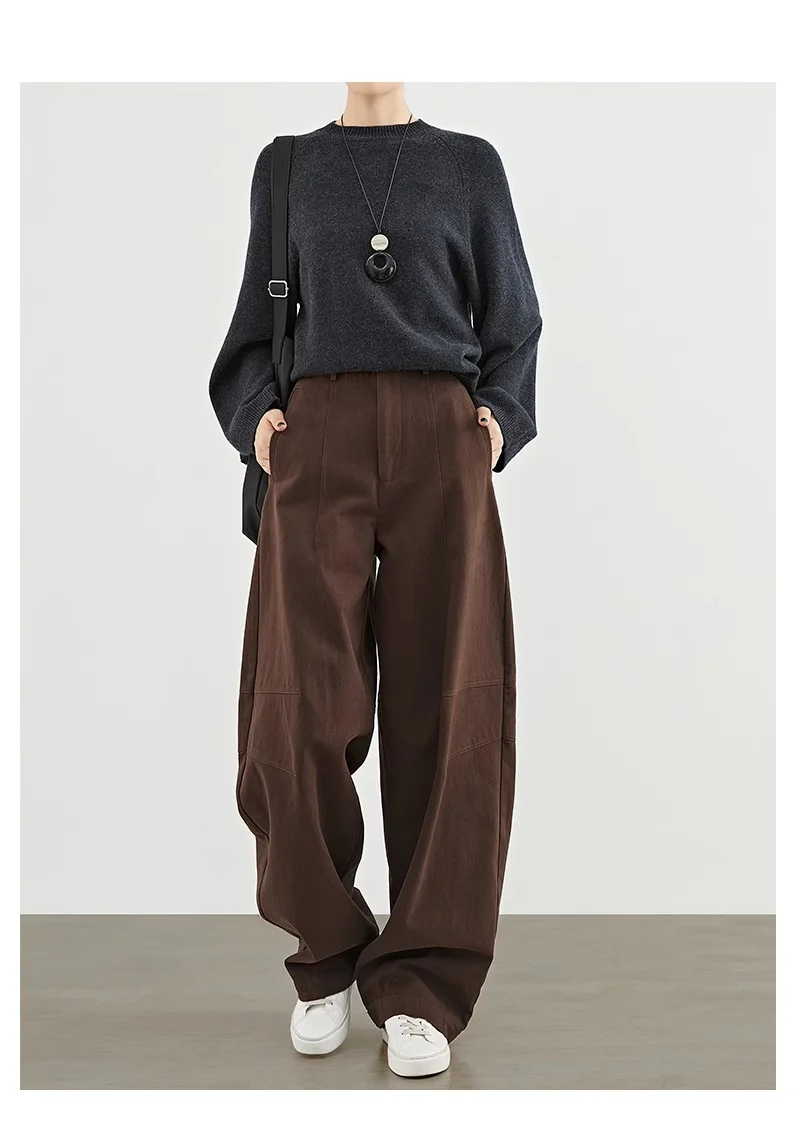 Damen Weite Highwaist-Bundfaltenhose im Cargo-Look mit extra weitem Bein Nord Taschen