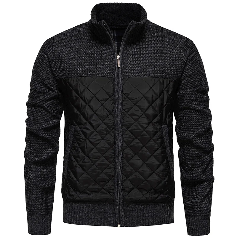 Herren Gestepptes Hybrid-Strickjacke mit Stehkragen und durchgehendem Reißverschluss Nord Taschen