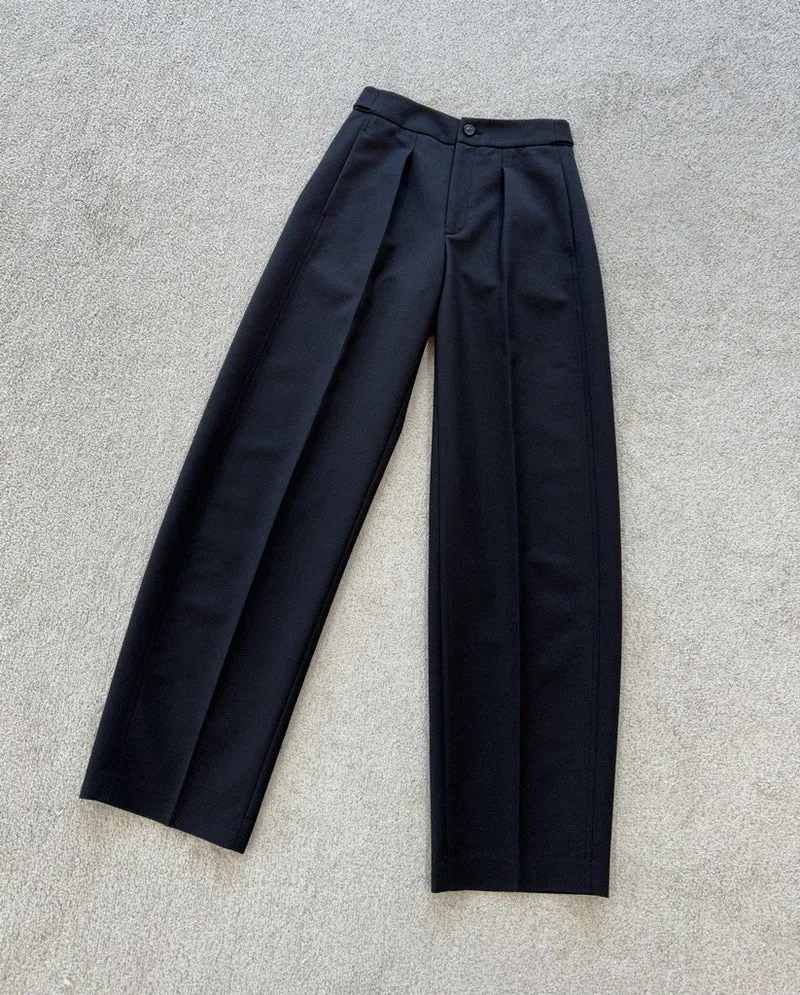 Damen Hochtaillierte weit geschnittene Bundfaltenhose mit Bügelfalte Nord Taschen