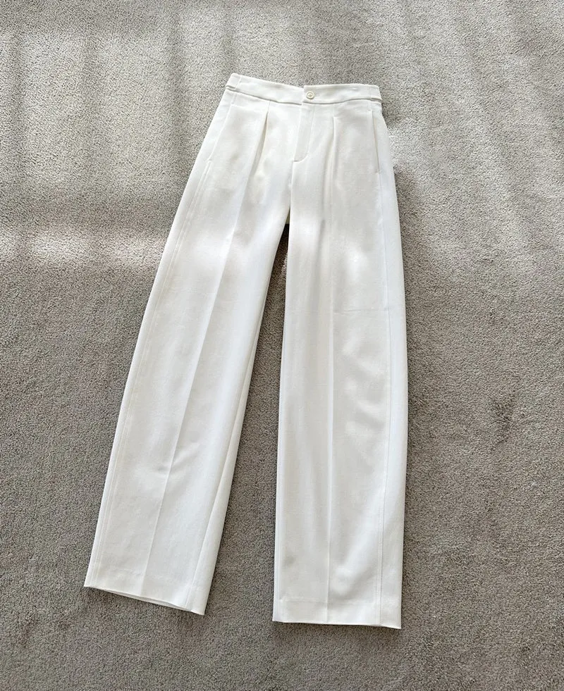 Damen Hochtaillierte weit geschnittene Bundfaltenhose mit Bügelfalte Nord Taschen