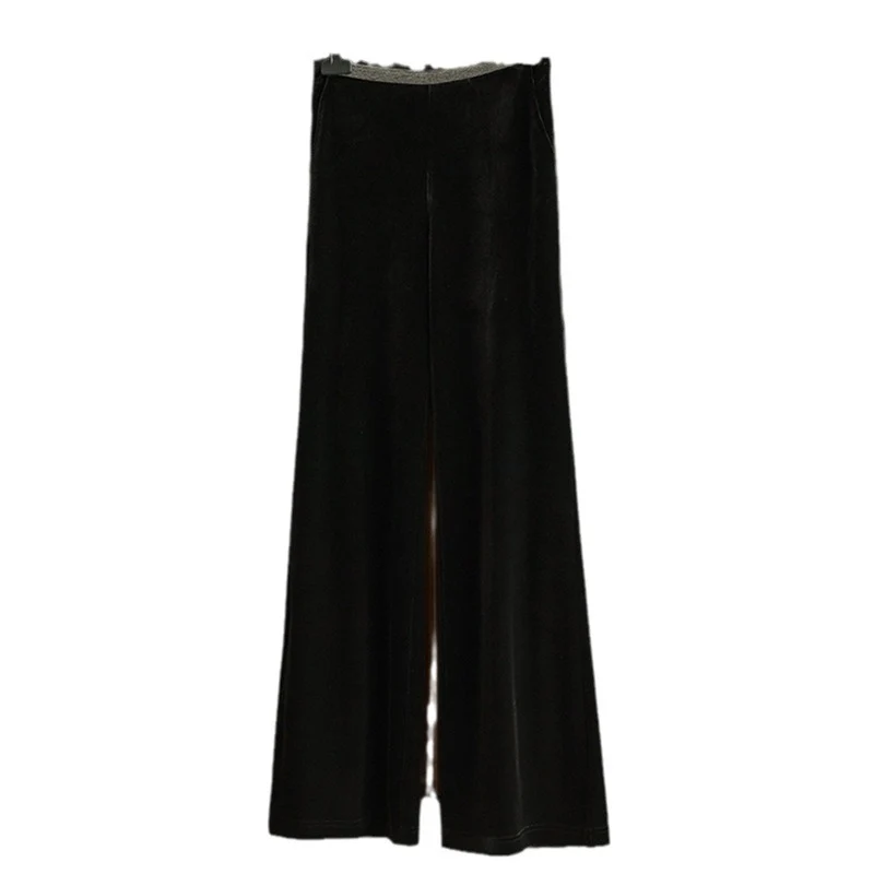 Damen Hochtaillierte Samt‑Flaredhose mit elastischem Glanzbund Nord Taschen