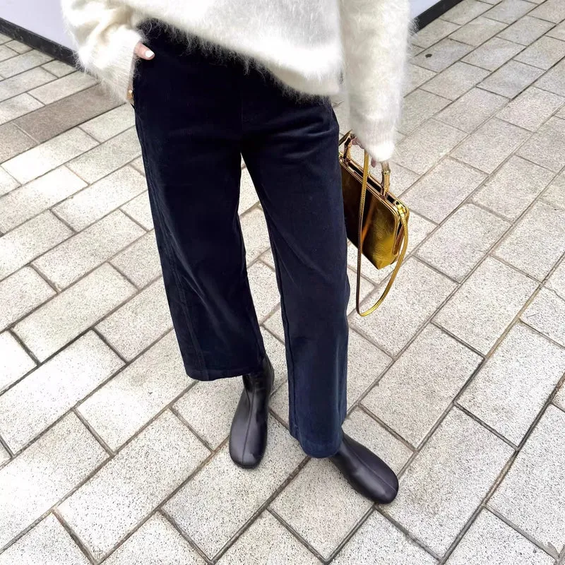 Damen Hochtaillierte Samt-Culotte mit weitem Bein und dezenten Eingrifftaschen Nord Taschen