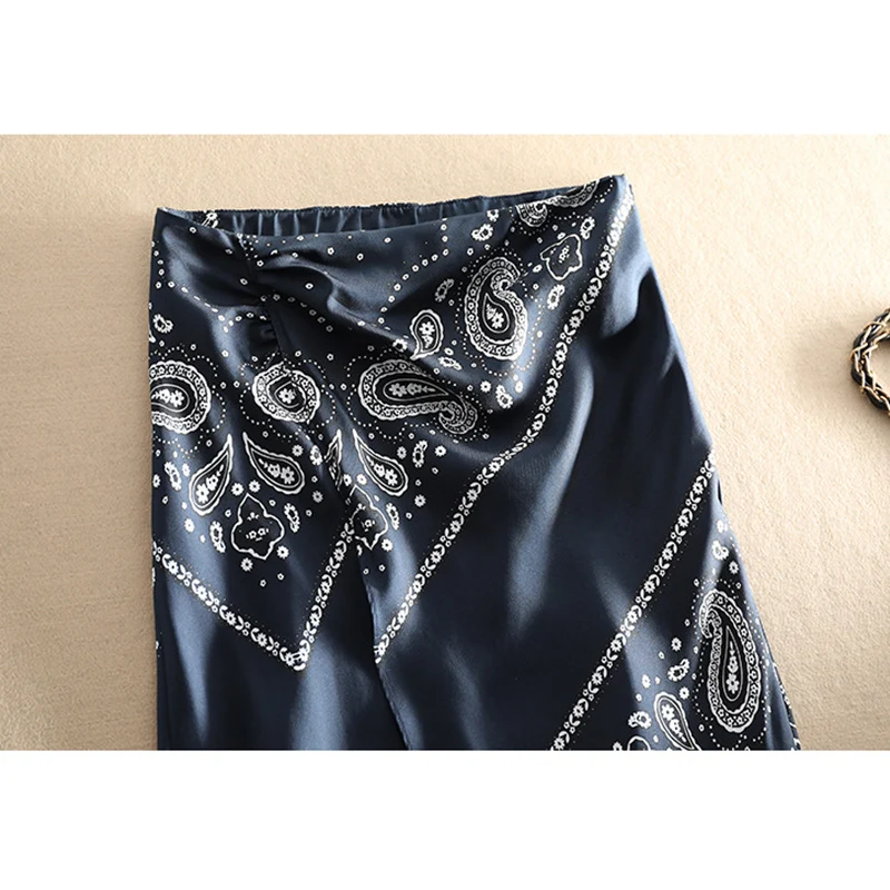 Damen Midirock aus Satin-Optik mit Paisley-Print, Bias-Cut & hohem Bund Nord Taschen