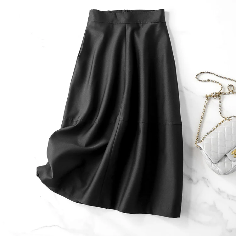 Damen Midirock aus Kunstleder mit taillenhoher A-Linien-Silhouette Nord Taschen