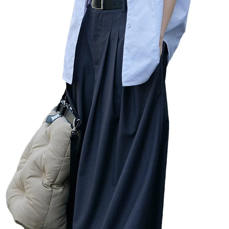 Damen Hochtaillierte Palazzo-Bundfaltenhose mit weitem, fließendem Bein Nord Taschen