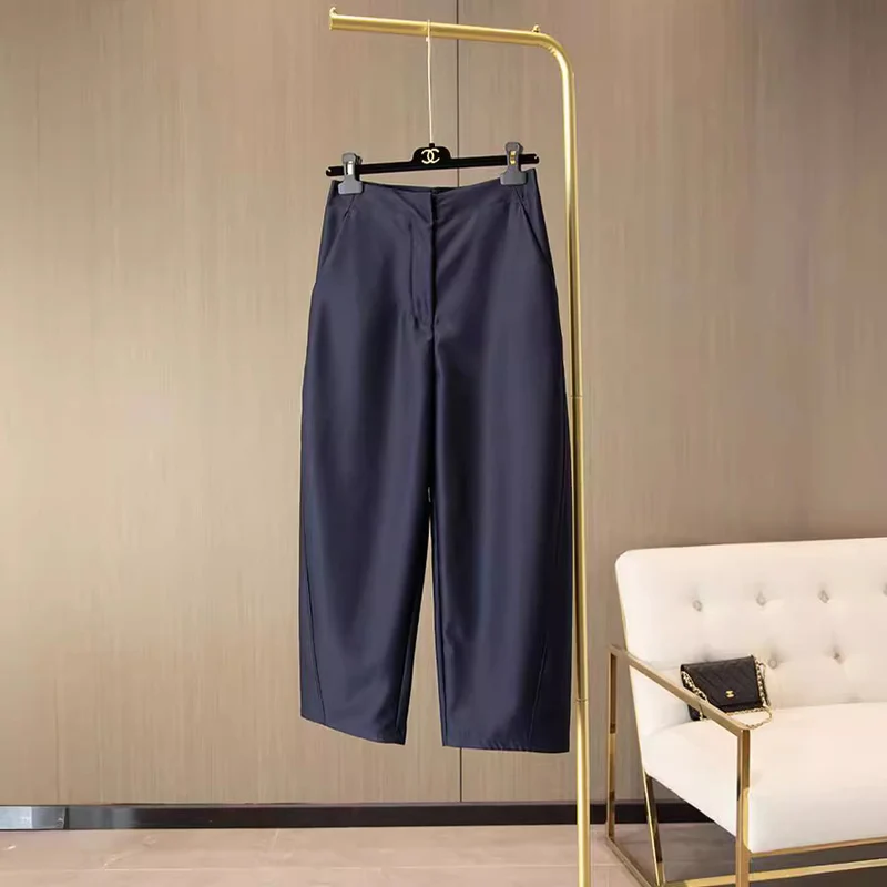 Damen Hochtaillierte Culotte-Anzughose mit weitem Bein und Bügelfalte Nord Taschen