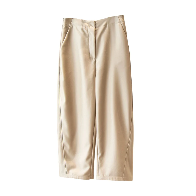 Damen Hochtaillierte Culotte-Anzughose mit weitem Bein und Bügelfalte Nord Taschen