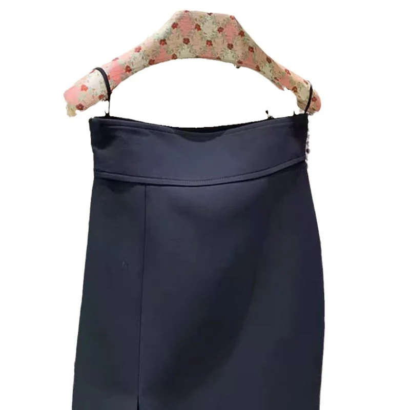 Damen Taillierter Midirock mit hohem Bund und zentralem Vorderschlitz Nord Taschen