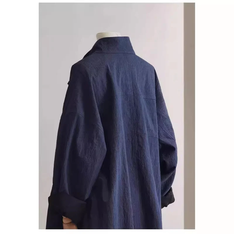 Damen leichter Oversize-Mantel mit Stehkragen und Druckknopfverschluss Nord Taschen