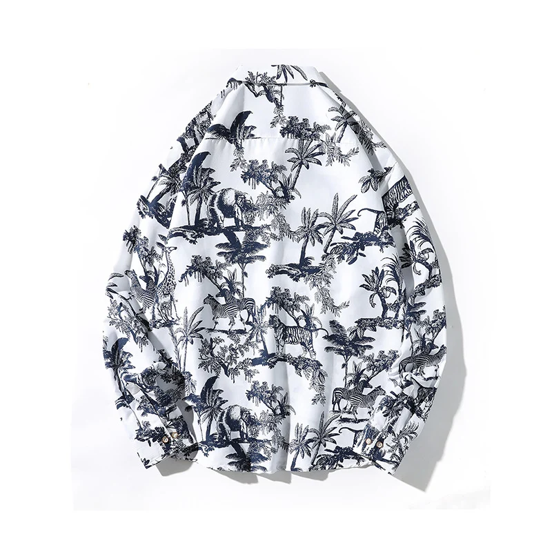 Herren Gemustertes Oversize-Hemd mit tropischem Animal-Print Nord Taschen