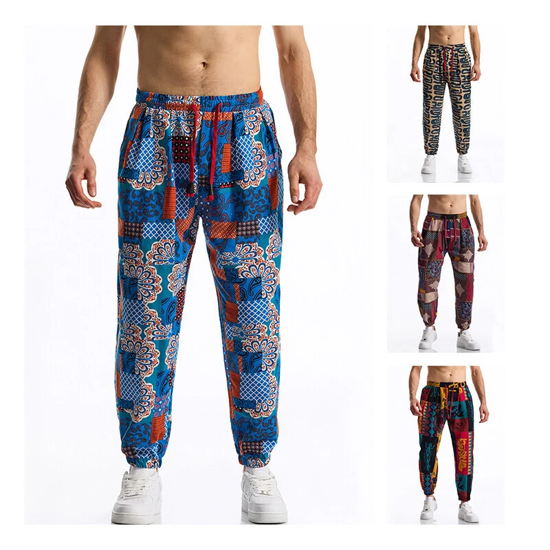 Herren Gemusterte Relaxed-Fit Loungehose mit Tunnelzug, elastischem Bund und Gummibündchen Nord Taschen