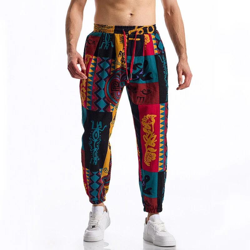 Herren Gemusterte Relaxed-Fit Loungehose mit Tunnelzug, elastischem Bund und Gummibündchen Nord Taschen