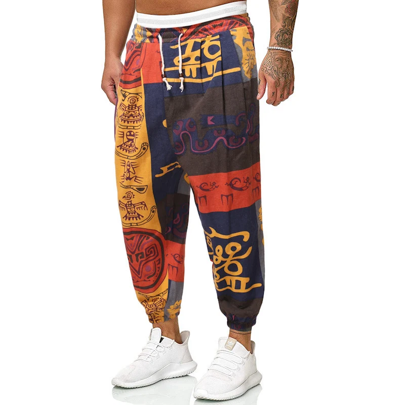 Herren Gemusterte Relaxed-Fit Jogginghose mit Tunnelzug, elastischem Bund und Gummibündchen Nord Taschen