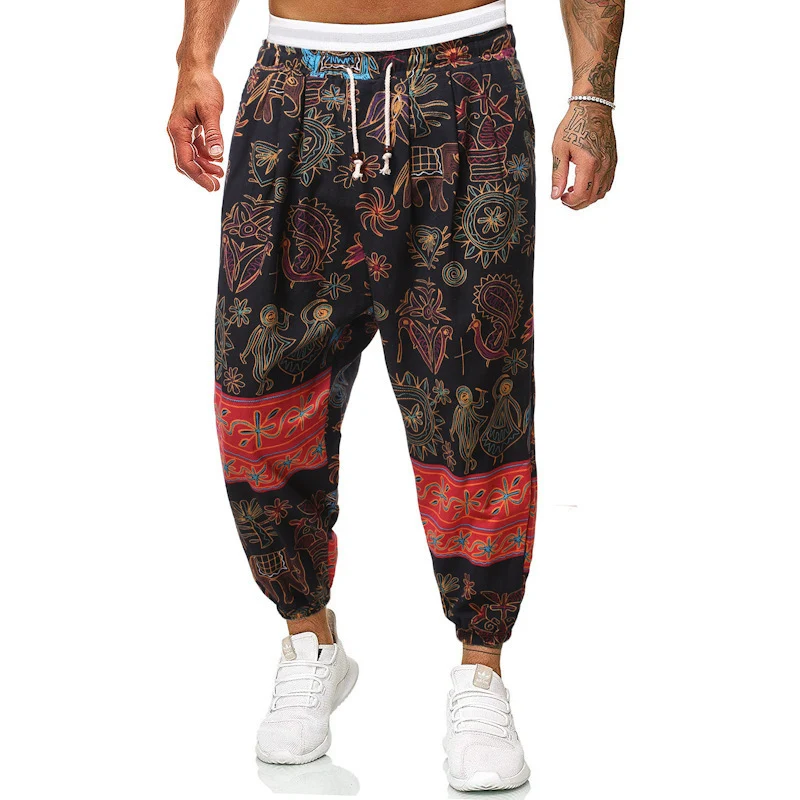 Herren Gemusterte Relaxed-Fit Jogginghose mit Tunnelzug, elastischem Bund und Gummibündchen Nord Taschen