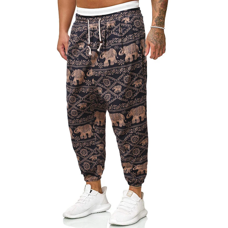 Herren Gemusterte Relaxed-Fit Jogginghose mit Tunnelzug, elastischem Bund und Gummibündchen Nord Taschen