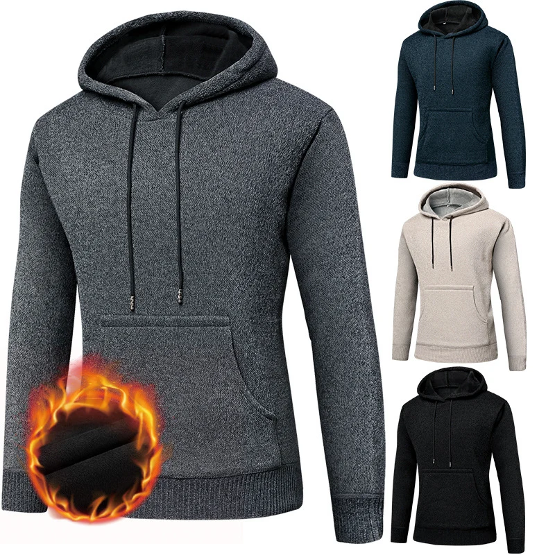 Herren Gefütterter Kapuzenpullover mit Thermofutter und Kängurutasche Nord Taschen