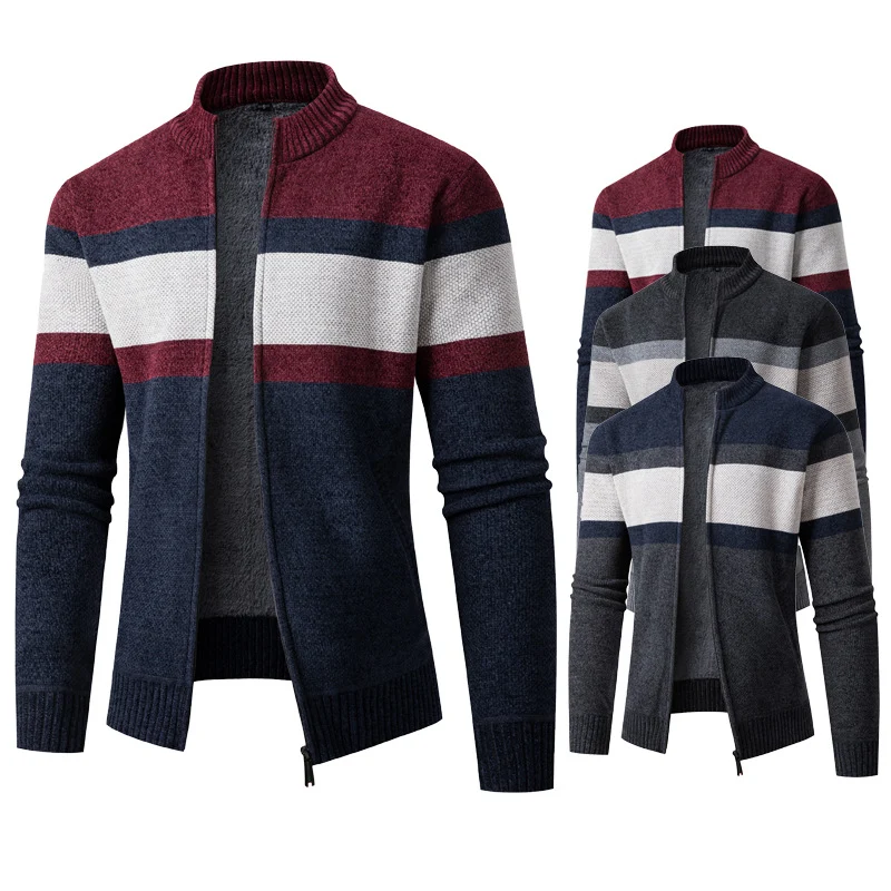 Herren Gefütterte Strickjacke mit durchgehendem Reißverschluss und Teddyfutter Nord Taschen