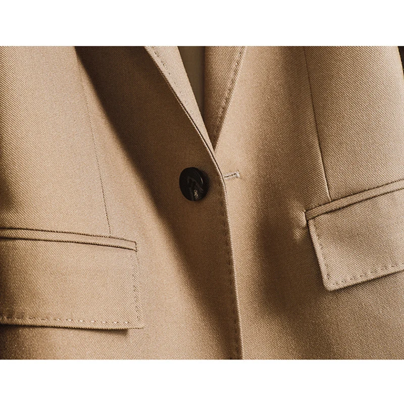 Damen Taillierter Einreihiger Blazer mit Ein-Knopf-Verschluss und Pattentaschen Nord Taschen