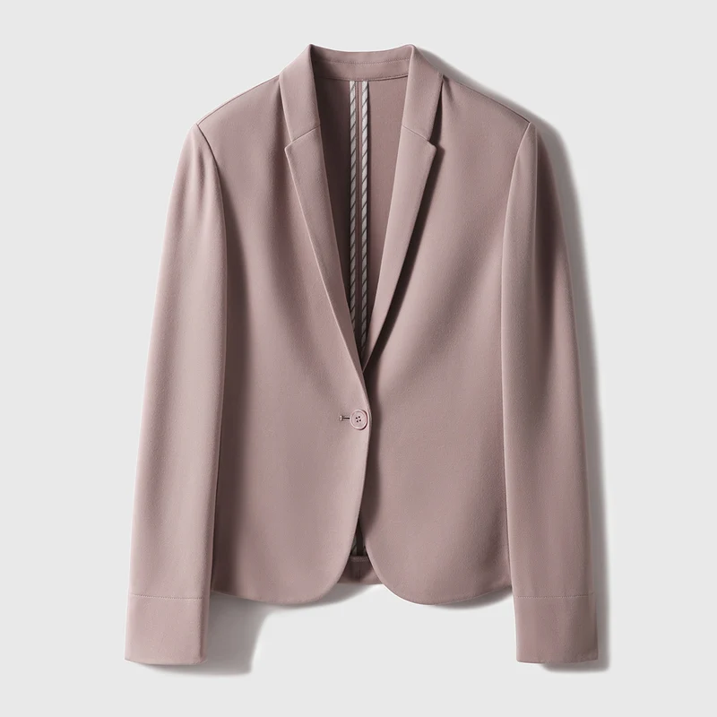Damen Taillierter Ein-Knopf-Blazer aus leichtem Crepe mit geschwungener Saumlinie Nord Taschen