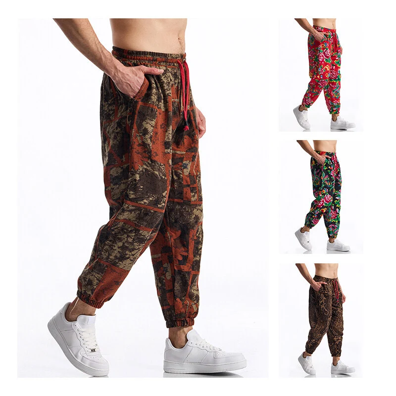 Herren Floral bedruckte Relaxed-Fit Jogginghose mit elastischem Bund und Kordelzug Nord Taschen