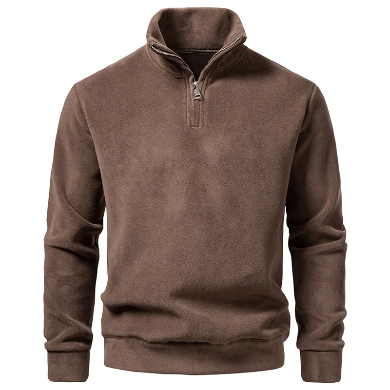 Herren Fleece-Halbzip-Pullover mit Stehkragen und weichem Mikrofleece Nord Taschen