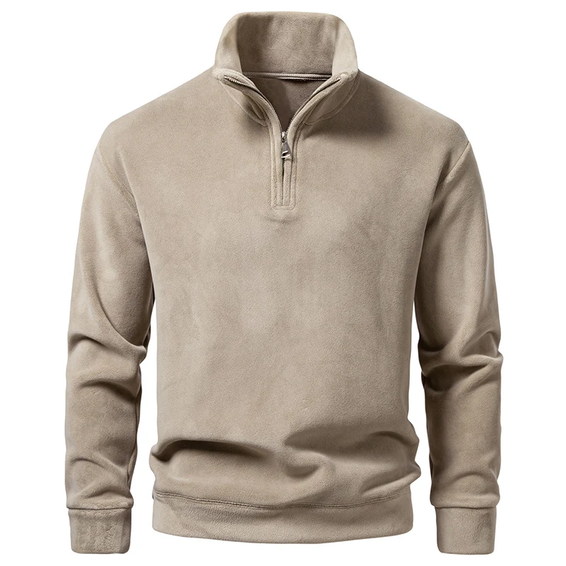 Herren Fleece-Halbzip-Pullover mit Stehkragen und weichem Mikrofleece Nord Taschen