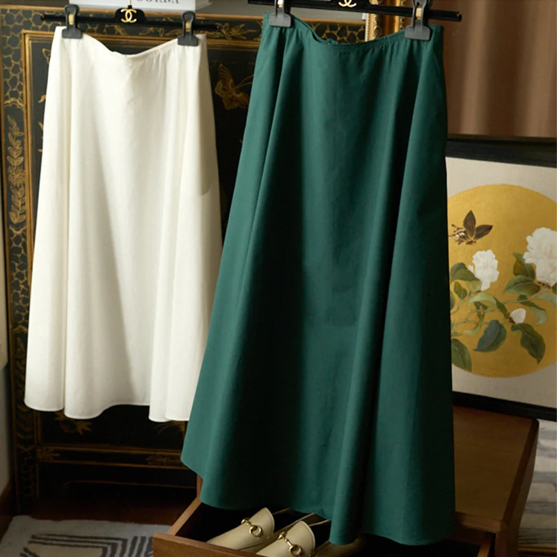 Damen Fließender Midirock mit hohem Bund und schwingender Teller‑Silhouette Nord Taschen
