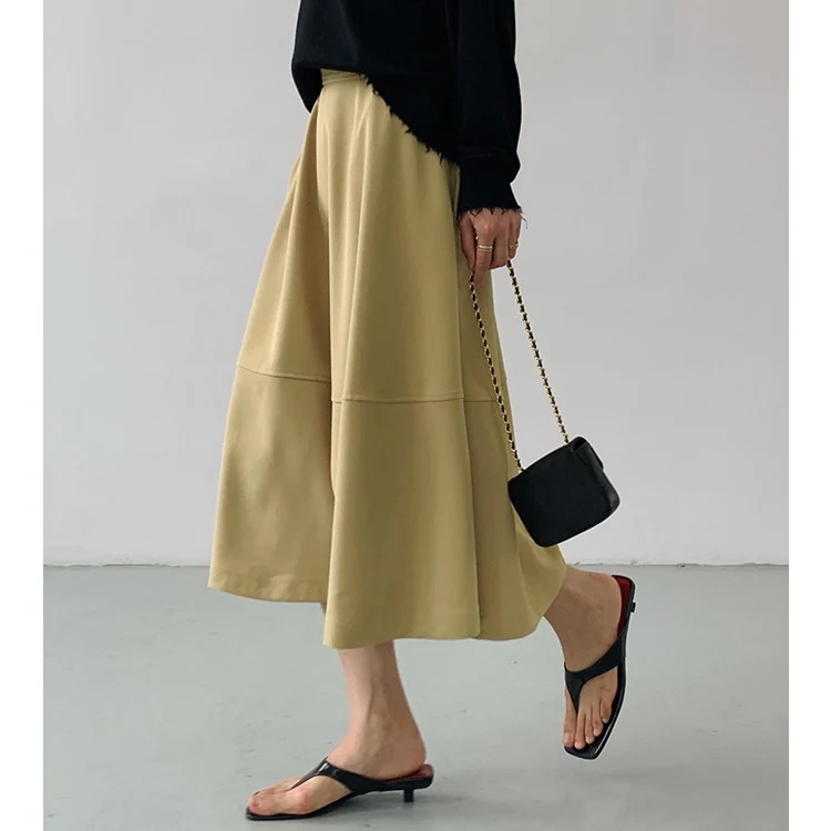 Damen Taillenhoher Midirock mit stufenförmiger Glocken-Silhouette Nord Taschen