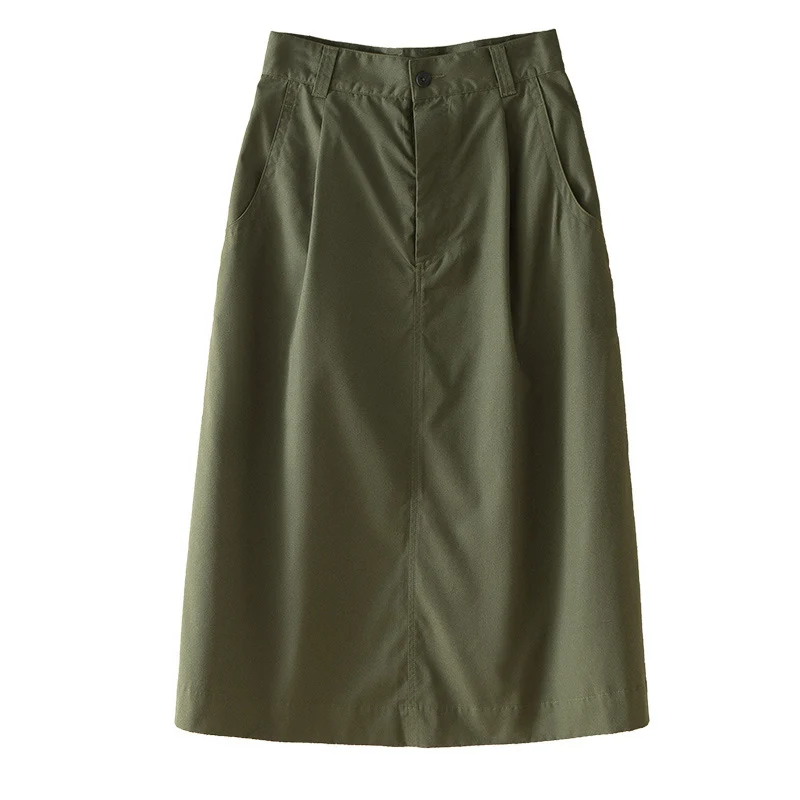 Damen Taillenhoher Midirock mit Eingrifftaschen, mittiger Naht und A‑Linie Nord Taschen