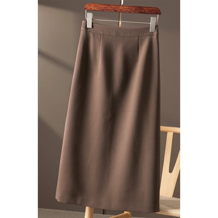 Damen Taillenhoher Midirock in gerader A‑Linie mit feiner Bügelfalte Nord Taschen