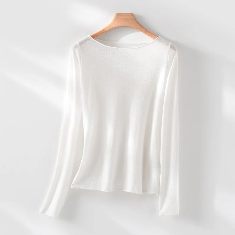 Damen Langarm-Feinstrickshirt mit U-Boot-Ausschnitt und leichtem Fall Nord Taschen