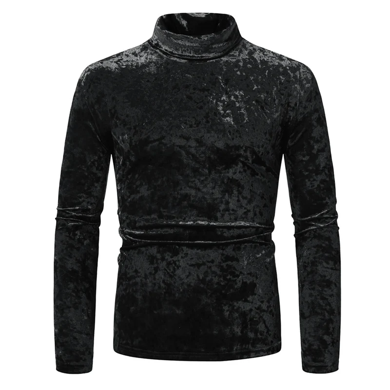 Herren Figurbetontes Samt-Longsleeve mit Stehkragen und leichtem Stretch Nord Taschen