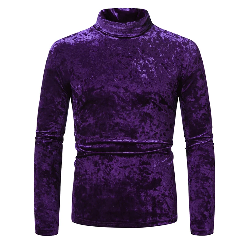 Herren Figurbetontes Samt-Longsleeve mit Stehkragen und leichtem Stretch Nord Taschen