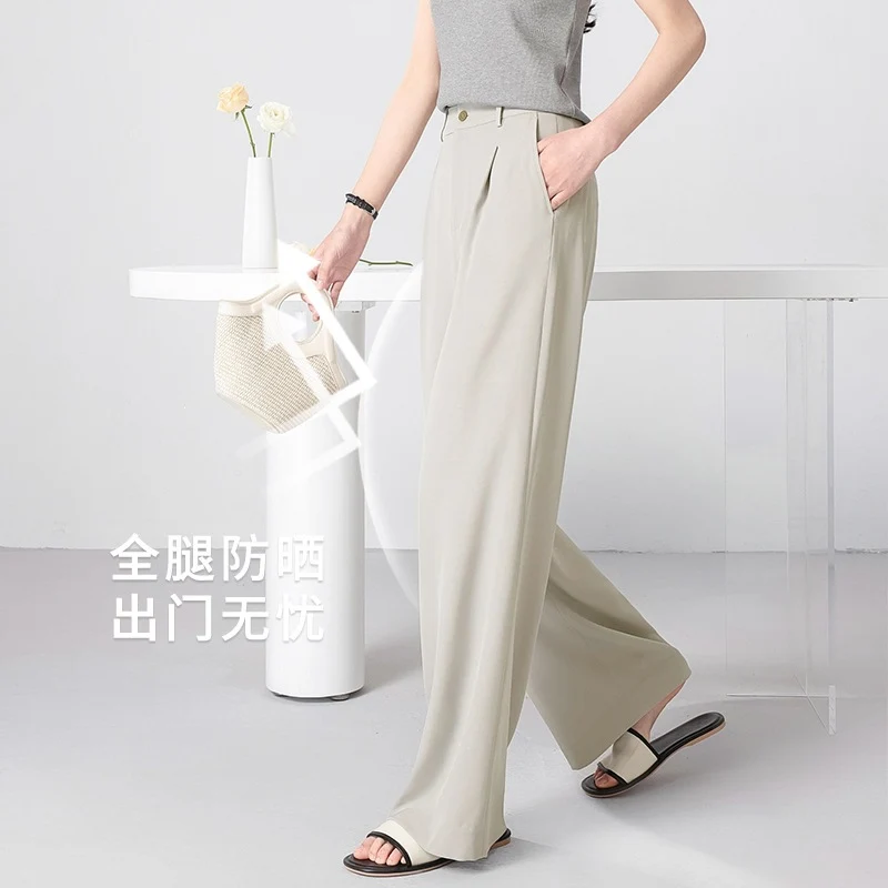 Damen Weite Hochtaillierte Satinhose mit Bundfalten und Eingrifftaschen Nord Taschen