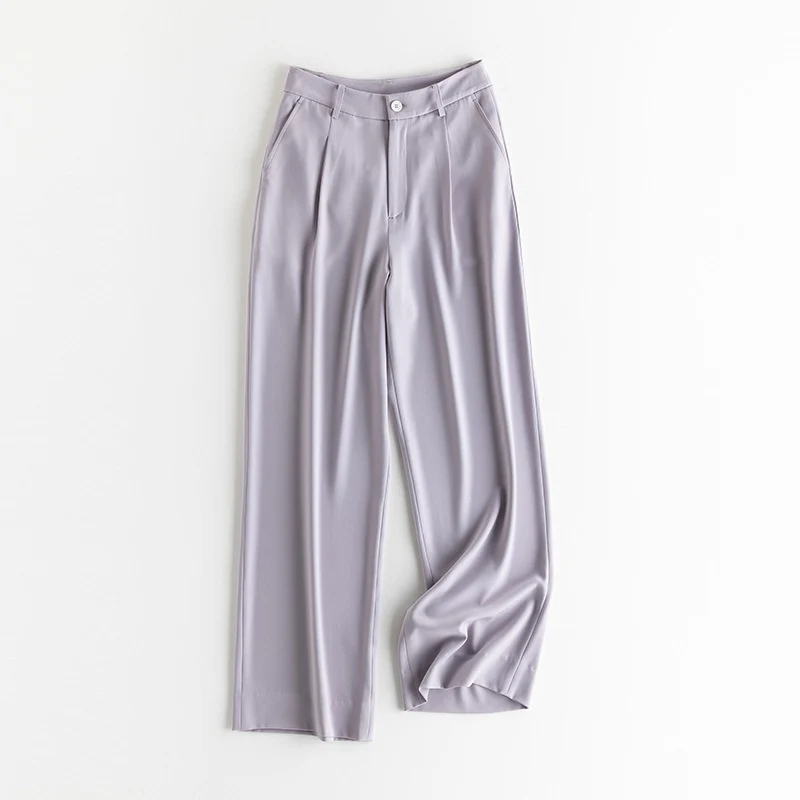 Damen Weite Hochtaillierte Satinhose mit Bundfalten und Eingrifftaschen Nord Taschen