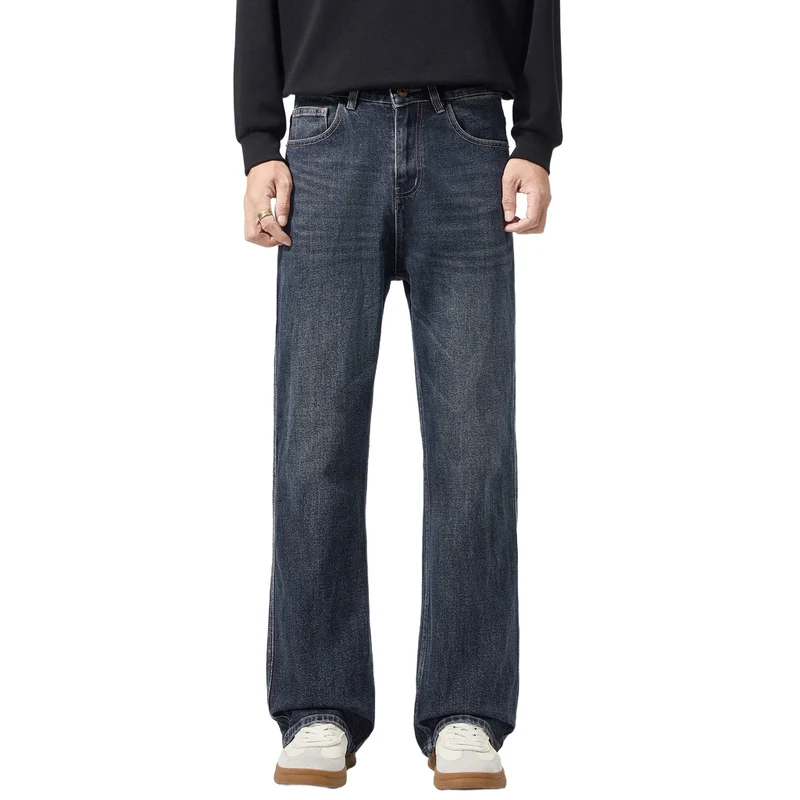Herren weit geschnittene Five-Pocket-Jeans mit hohem Bund und Vintage-Waschung Nord Taschen