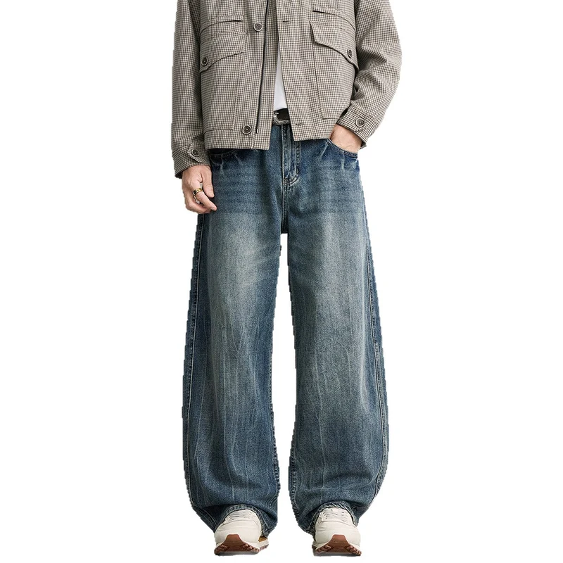 Herren Ultraweiter Relaxed-Fit Denim-Jeans mit Vintage-Waschung Nord Taschen