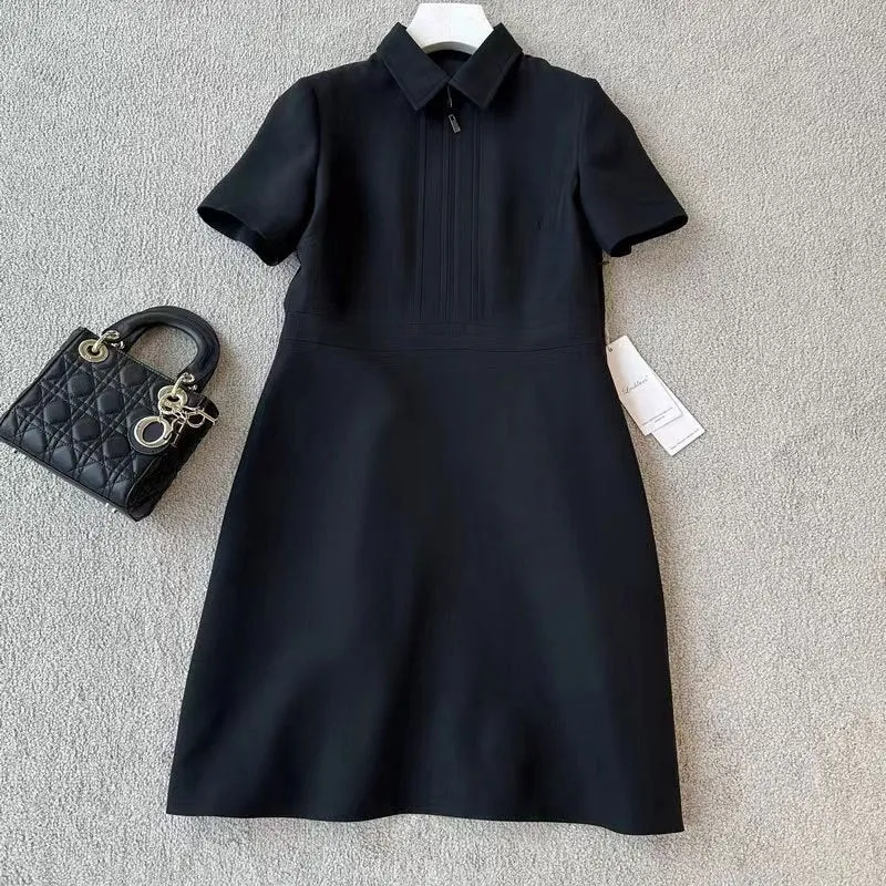 Damen Kurzärmeliges Hemdkleid mit verdecktem Zwei-Wege-Reißverschluss und taillierter Schnittführung Nord Taschen