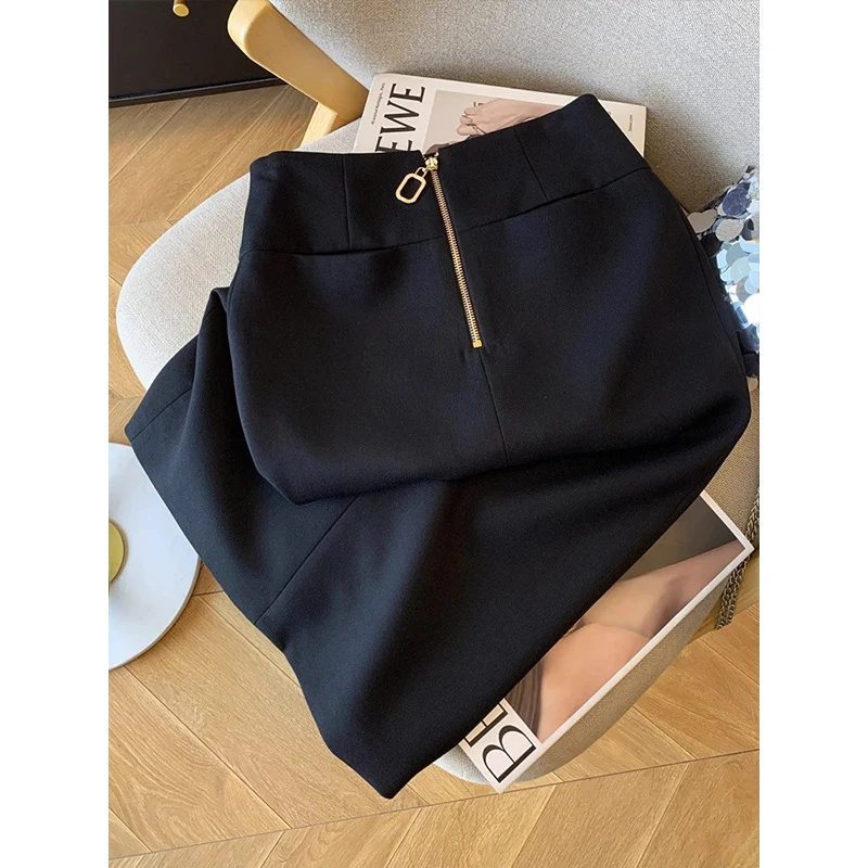 Damen Taillenhoher Bleistift-Midirock mit dekorativem Rückenzipper Nord Taschen