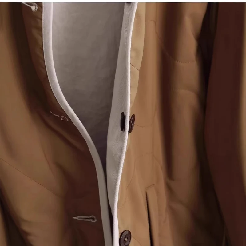 Damen Steppjacke ohne Kragen mit Oversize‑Silhouette und Kontrastpaspel Nord Taschen