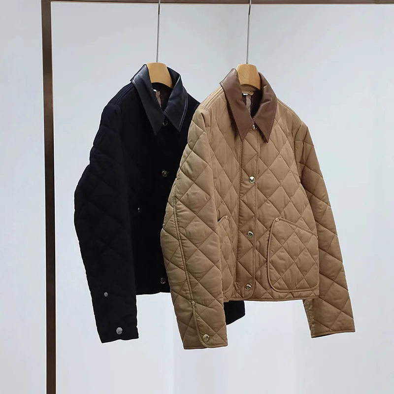 Damen Steppjacke mit kontrastierendem Kunstlederkragen und Boxy‑Schnitt Nord Taschen