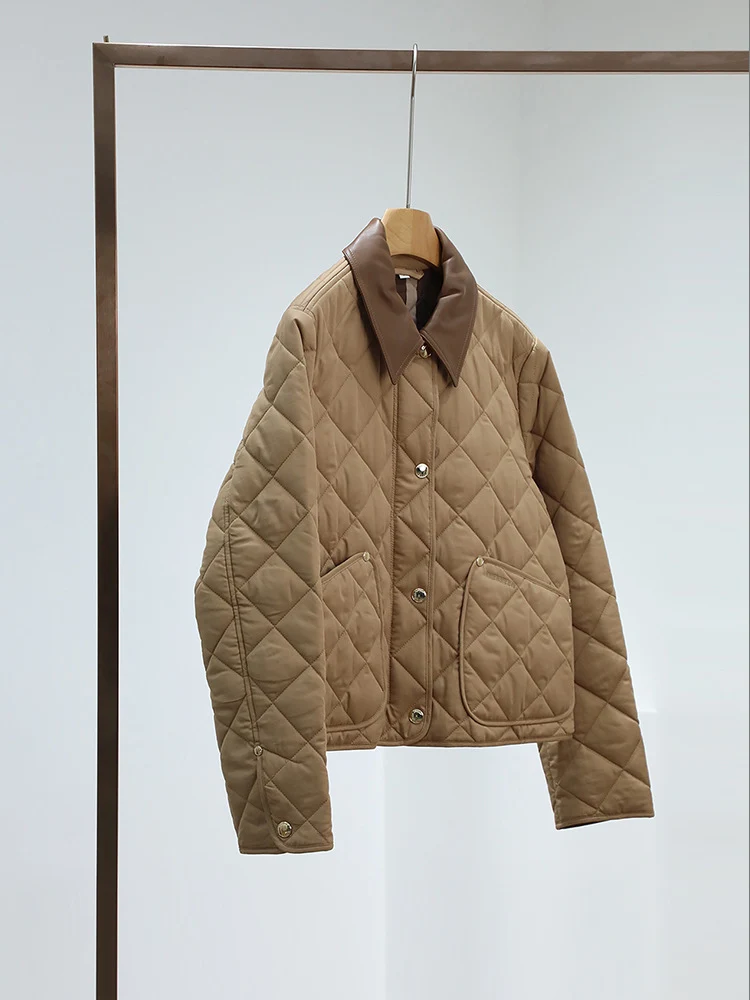 Damen Steppjacke mit kontrastierendem Kunstlederkragen und Boxy‑Schnitt Nord Taschen