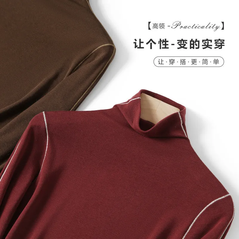 Damen Slim-Fit Rollkragen-Feinstrickshirt mit langem Arm Nord Taschen