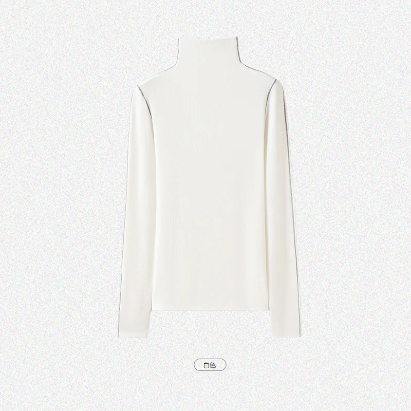 Damen Slim-Fit Rollkragen-Feinstrickshirt mit langem Arm Nord Taschen